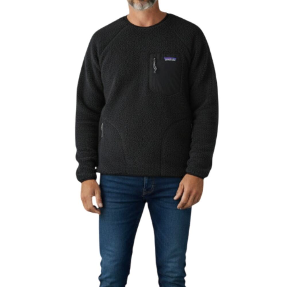 PATAGONIA Los Gatos Crew Fleece Pullover Sweater Men M Black Unisex Outdoor Cozy